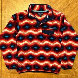 Patagonia Synchilla Snap T Fleece Jacket Womens S Red Wild Desert Aztec Outdoor